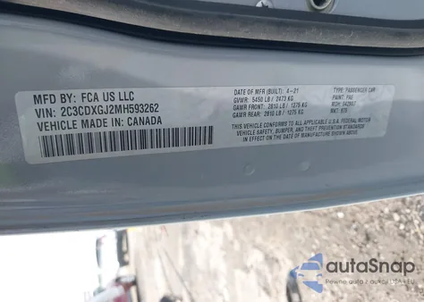 2021 Dodge Charger Scat Pack из США, поврежденный, VIN 2C3CDXGJ2MH593262